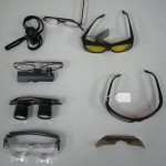 Various optic glasses displayed