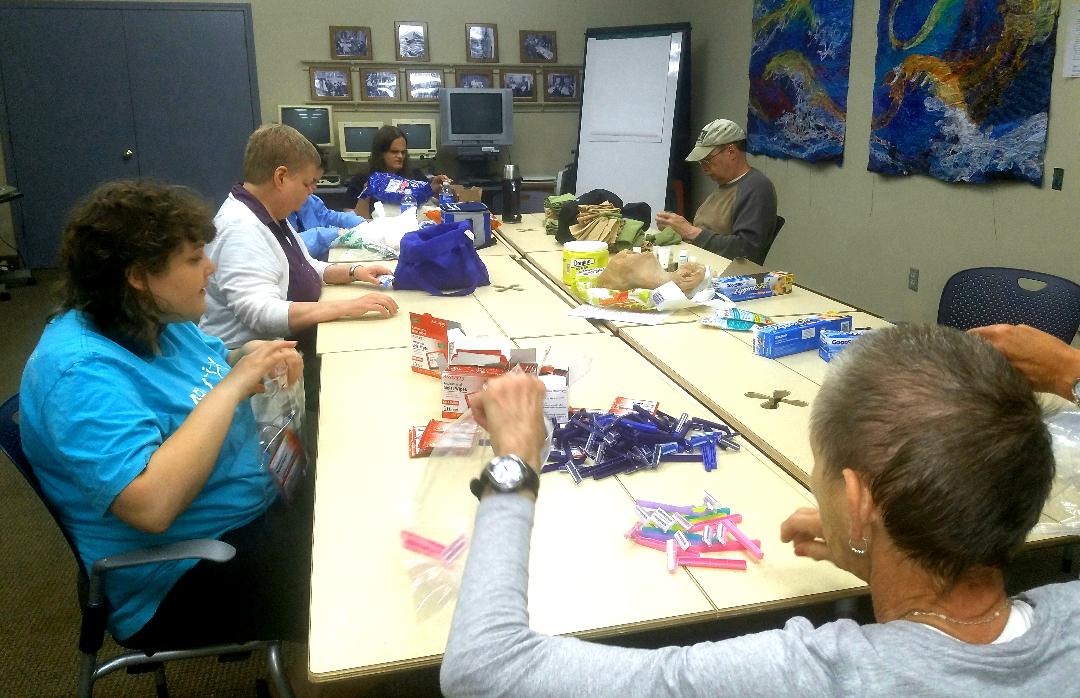 Assembling VA Hygiene Bags 6