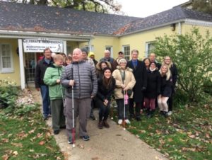 Group of walkers outside ABVI on White Cane Safety Day